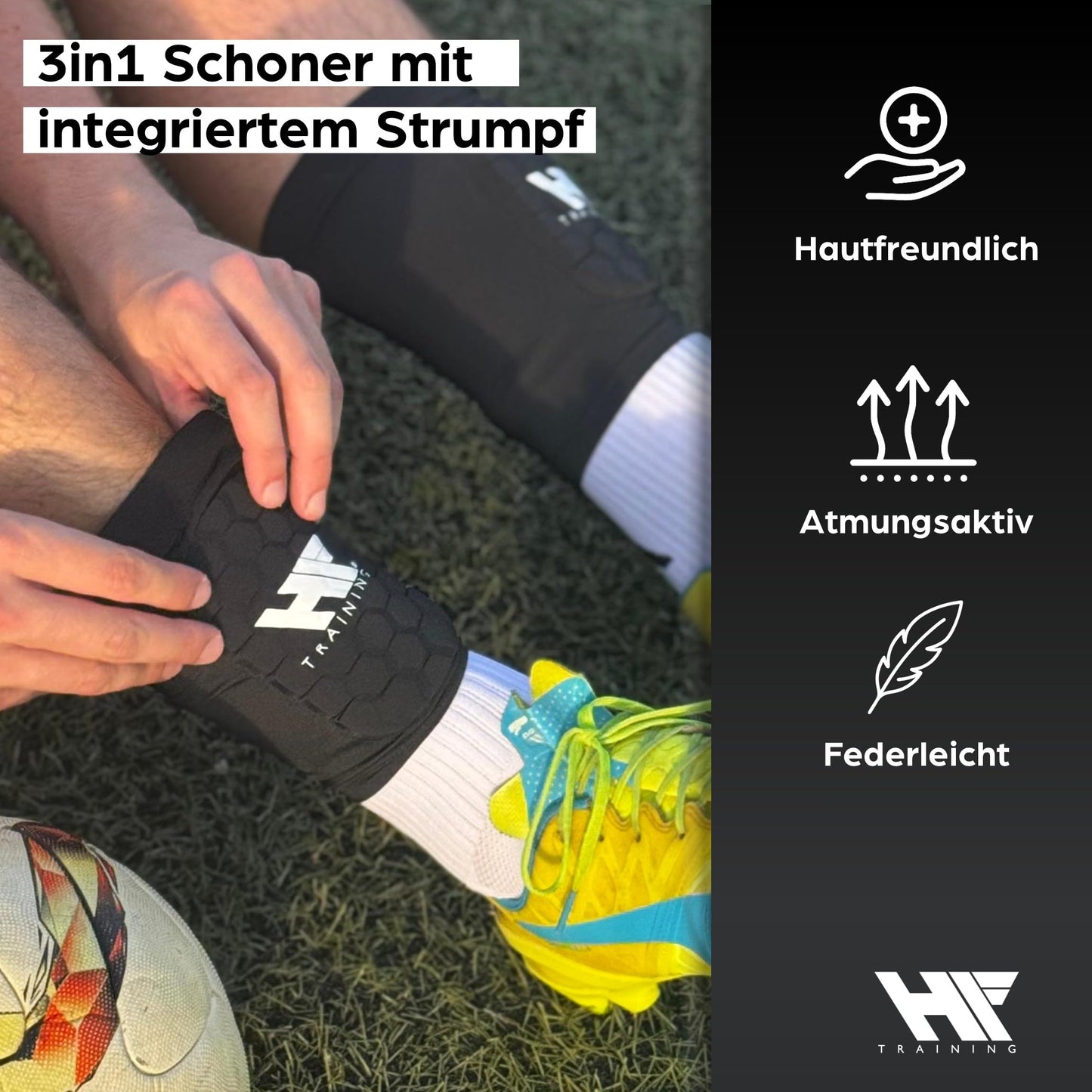 HF Training® 3in1 Schienbeinschoner – integriert im Stutzen
