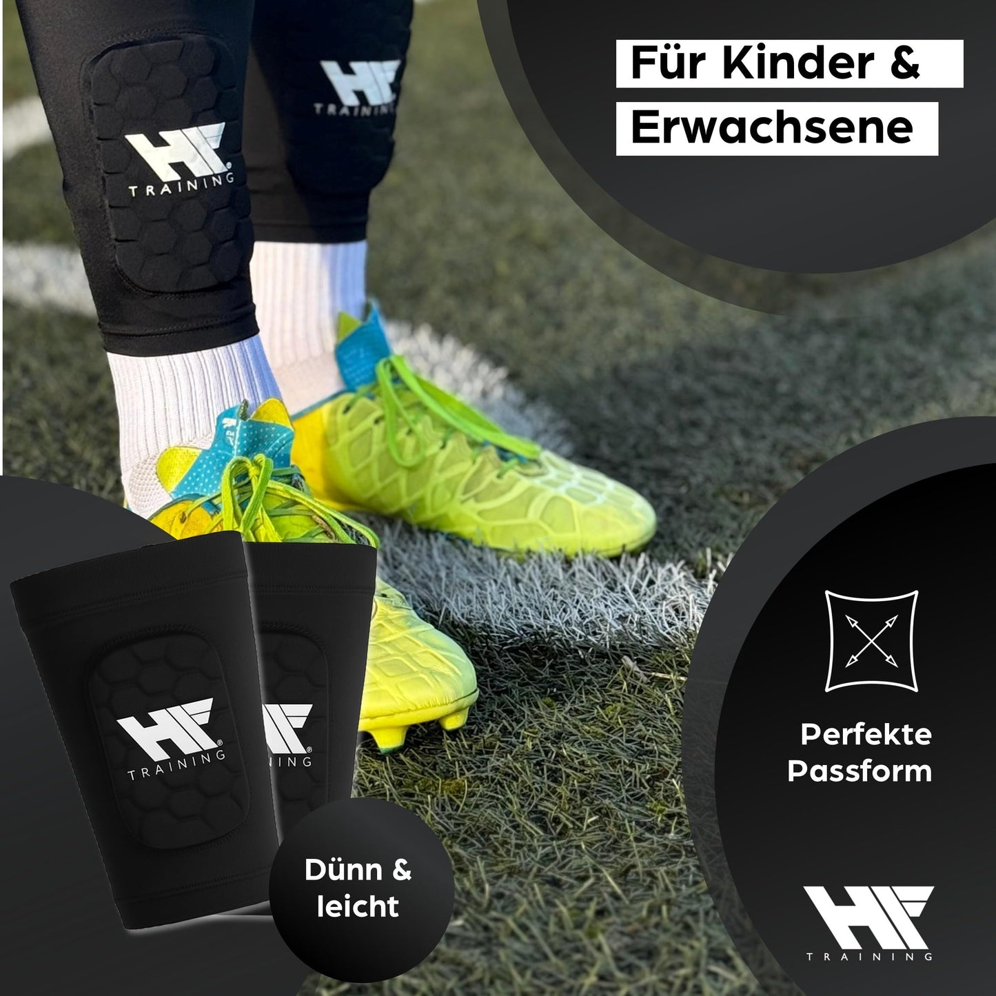 HF Training® 3in1 Schienbeinschoner – integriert im Stutzen
